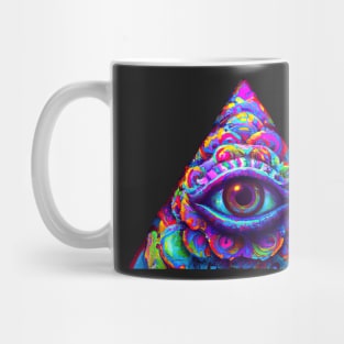 Psychedelic Rainbow Neon Eye Emblem Mug